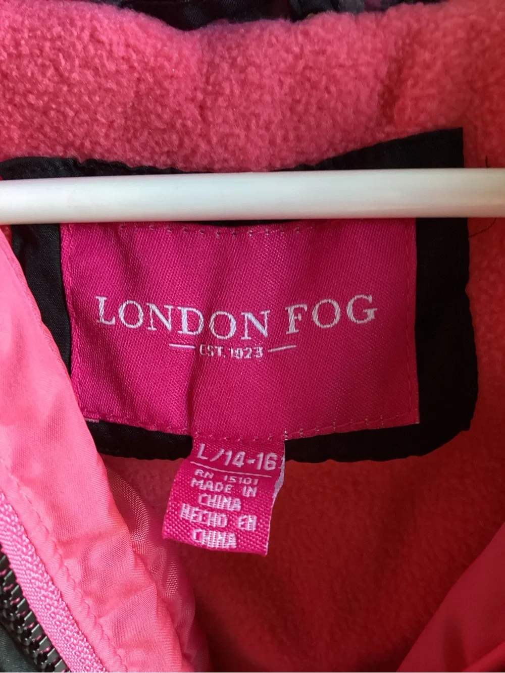 Girls' Black & Pink Insulated Hooded Winter Jacket